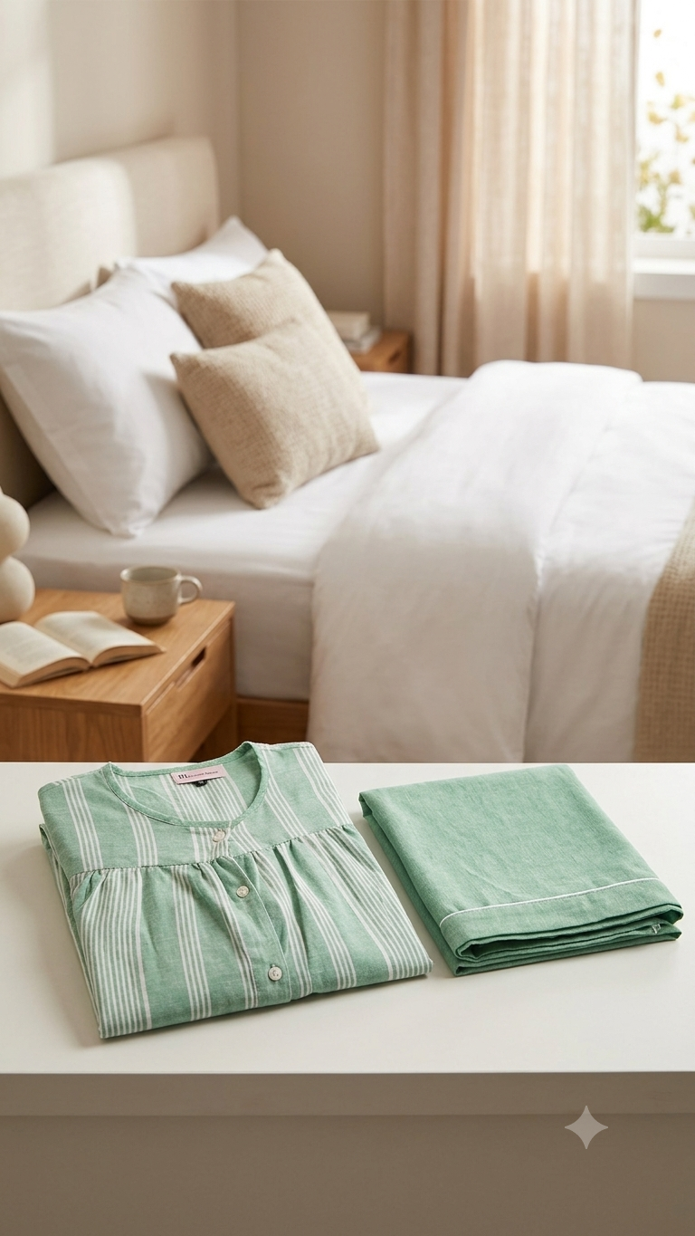 Mint stripe premium lawn Loungewear set for women