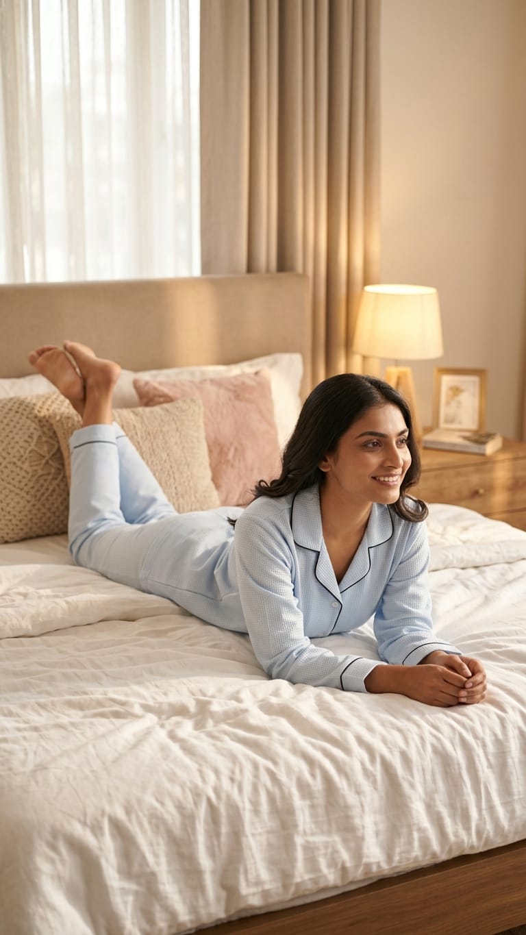 Soft Textured Contrast Piping Nightwear Set