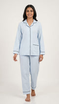 Soft Textured Contrast Piping Nightwear Set