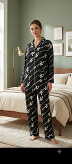 Luxury Linen Printed Nightwear Set-for-Women
